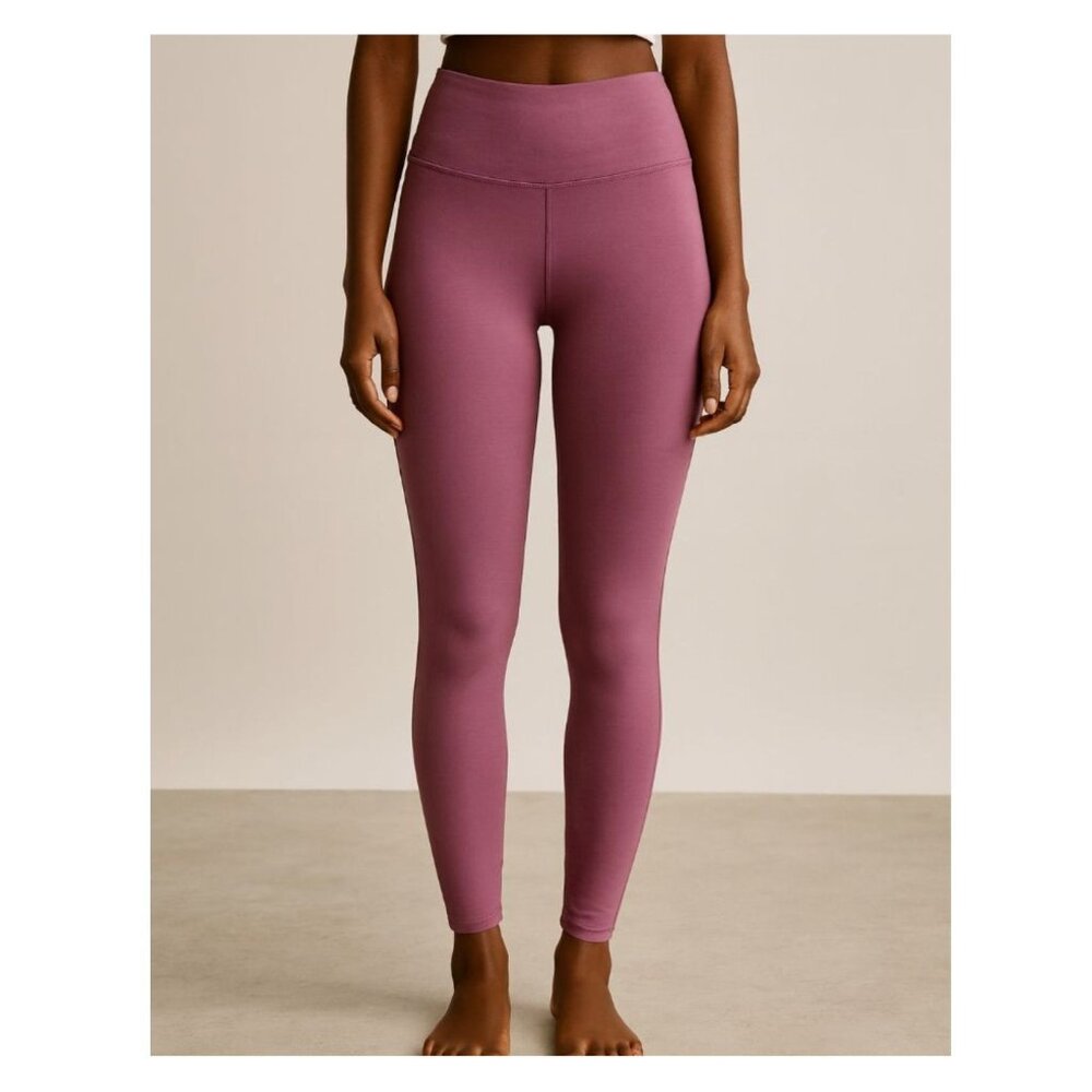 Zenana Wide Waistband Full Length Active Loungewear Leggings Dusty Pink